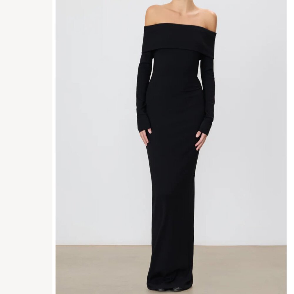 ÉTERNE Long Sleeve Off-Shoulder Maxi Dress